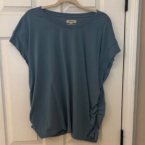 Madewell Slate Blue Short Sleeve Ruched Side Tee - 3X